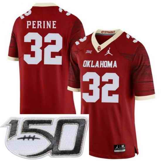 Oklahoma Sooners 32 Samaje Perine Red 47 Game Winning Streak College Football Stitched 150th Anniversary Patch Jersey
